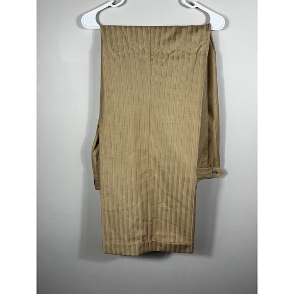 Valentino Ferrel Superior 150’s Beige Pinstripe Suit Jacket 48L / Pants 43L - Picture 9 of 12